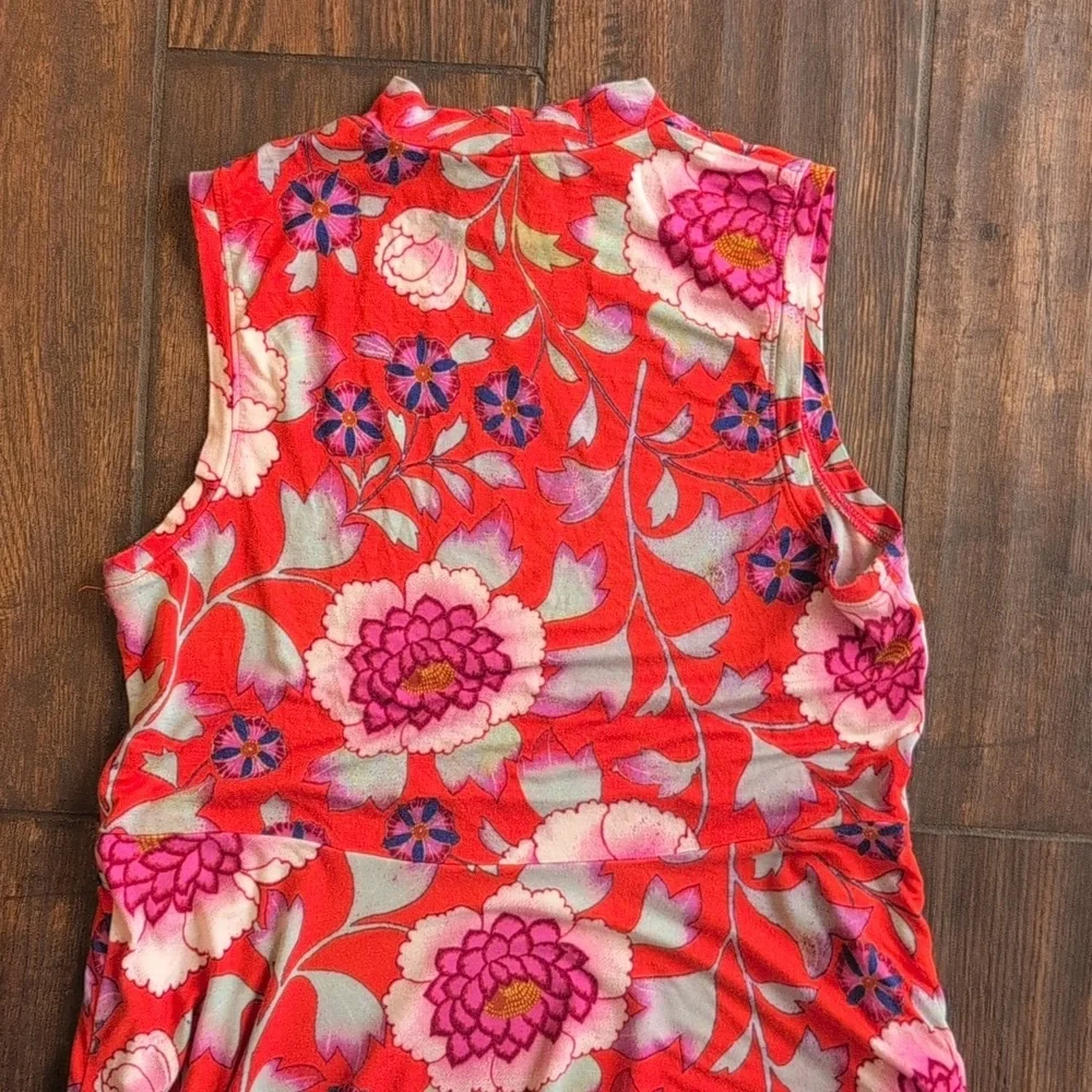 Anthropologie Maeve Cleary Floral Mock Neck Dress Pockets - Women's Large - Picture 7 of 8